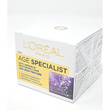 Cremă de față, L'Oreal Paris Age Specialist Anti-Wrinkle Restoring Care 55+, alb, 130g