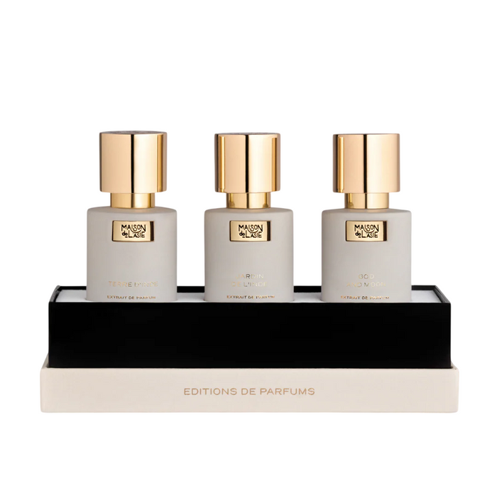 Set extract de parfum Maison De L'Asie Chapitre 04, unisex: God and Moon 15 ml + Jardin de L'Inde 15 ml + Terre D'Inde 15 ml