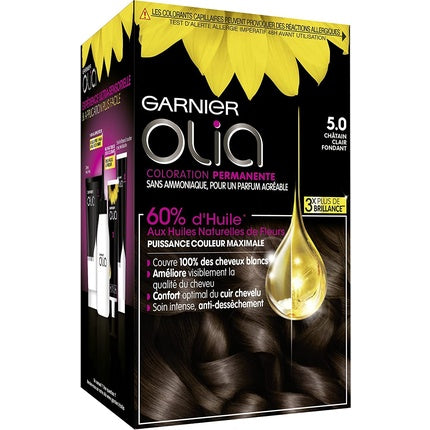 Vopsea de păr Garnier Olia, Châtain Clair Fondant, fără amoniac, uleiuri naturale, cutie
