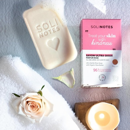 Solinotes Solid Soap Pink, Parfum de Trandafir, Unt de Shea Bio, 100g