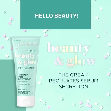 Cremă față, Eveline, Beauty & Glow, matifiantă, detoxifiantă