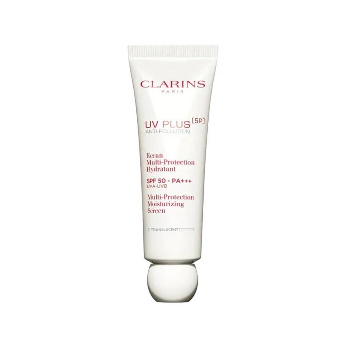 Loțiune de protecție solară pentru față Clarins UV Plus, antipoluare, SPF 50, nuanța 01 Translucent, 30 ml, tester