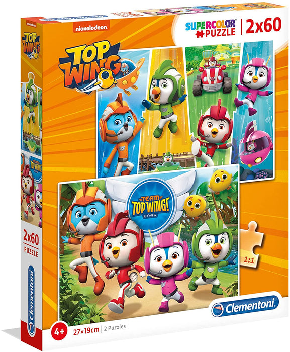 Puzzle Clementoni Top Wings, 2 x 60 de piese, de la 4 ani, 27 x 19 cm