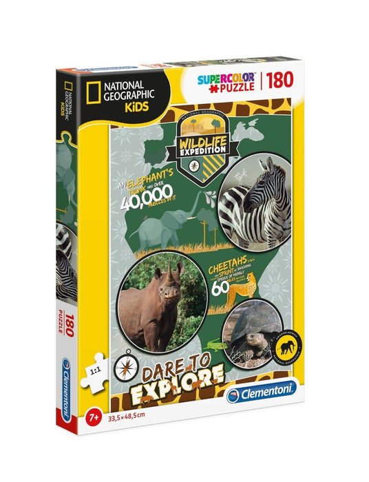 Puzzle Clementoni National Geographic Kids, 180 piese, 7+, 33,5 x 48,5 cm