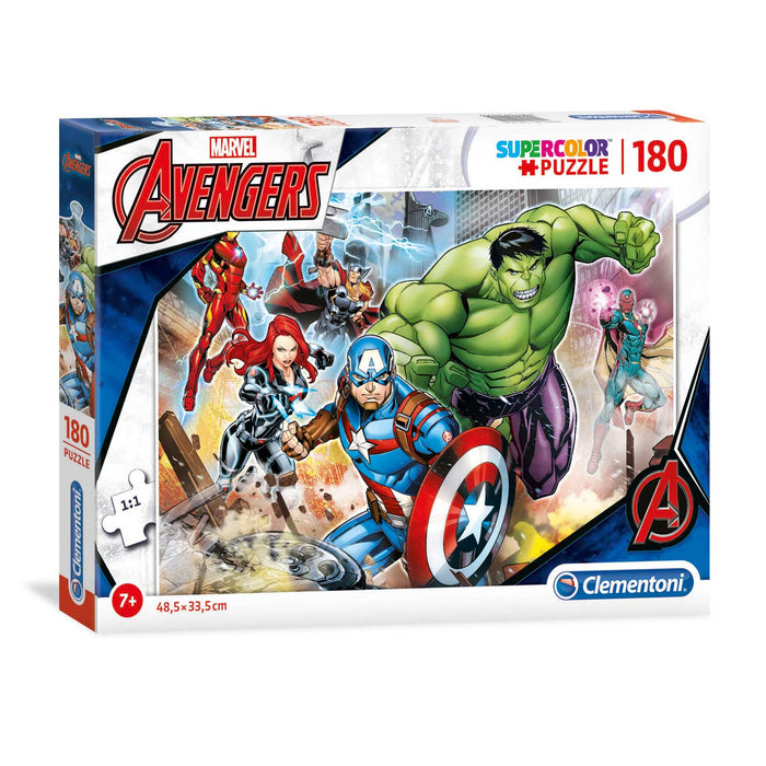 Puzzle Clementoni SuperColor Marvel Avengers, 180 de piese, 7+, 48,5 x 33,5 cm