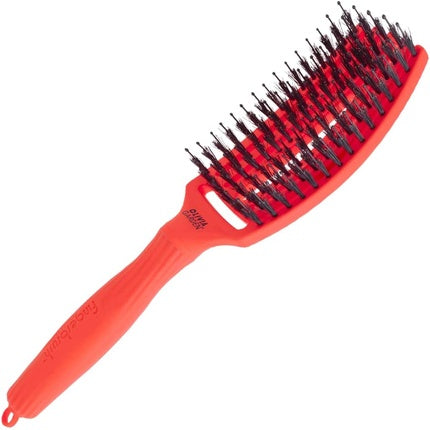 Perie de păr Olivia Garden Finger Brush Combo M, Neon Orange, cu peri din porc