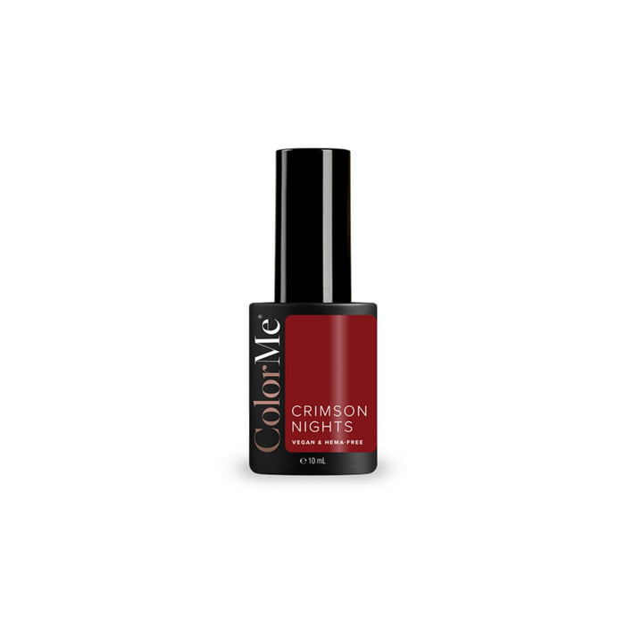Ojă semipermanentă cu gel ColorMe Cosmetics Crimson Nights, nuanță roșu închis, vegană, fără HEMA, 10 ml