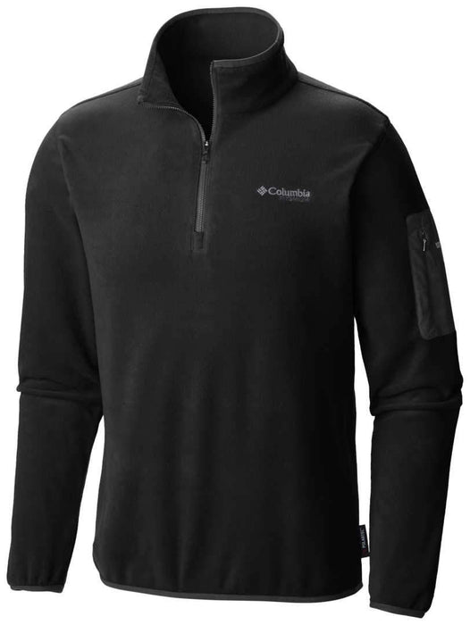 Bluză sport Columbia Titan Pass 1.0, neagră, cu guler înalt și fermoar scurt