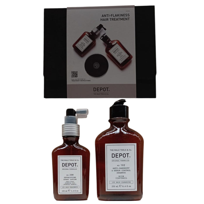 Set Depot 100 Hair Cleansing No. 102 șampon anti-mătreață + 200 Hair Treatments No. 208 loțiune leave-in pentru scalp, 250 ml + 100 ml