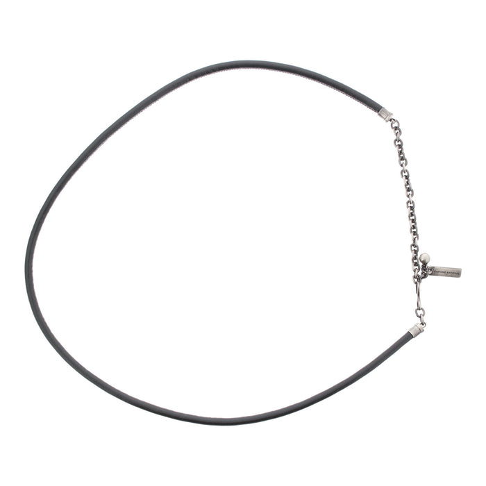 Colier Costume National Chains, șnur negru și elemente cu aspect argintiu
