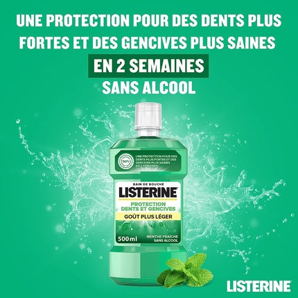 Listerine Teeth and Gums Protection Mouthwash Lighter Taste 500ml, Verde, Fără Alcool