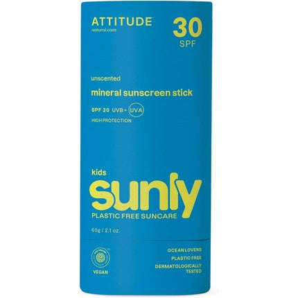 Stick cremă solară, Attitude, SPF 30, fără parfum, 60g