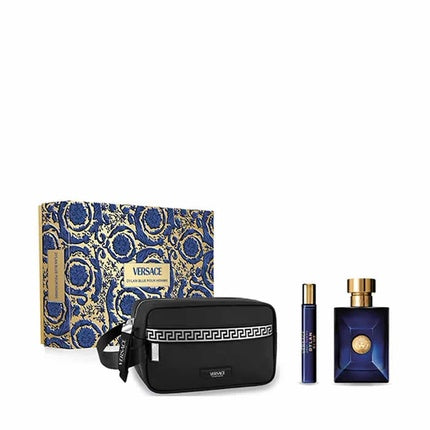 Set Parfum Versace Dylan Blue Pour Homme, 100ml + Vaporizator 5ml + Trusă Neagră