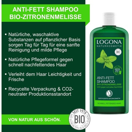Șampon Logona, Naturkosmetik, lămâie verde, Anti-grasă