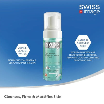Gel de curățare spumant pentru față, Swiss Image, Pore Tightening & Mattifying, 150 g