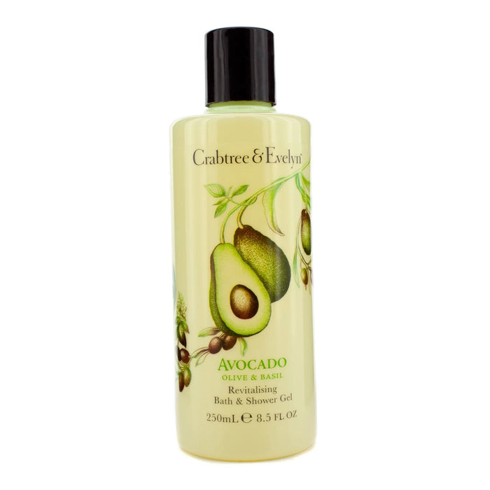 Gel de baie și duș Crabtree & Evelyn Avocado Olive & Basil, revitalizant, pentru toate tipurile de piele, 250 ml, tester