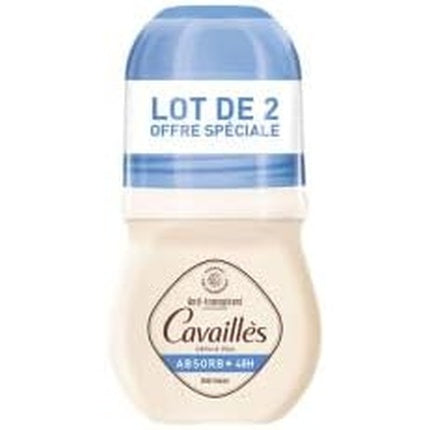 Rogé Cavaillès Absorb+ Deodorant Roll-On, Pack de 2, 50ml, Alb cu Albastru