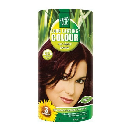 Vopsea de păr Hennaplus Lasting 467 Red Violet Brown, 181g