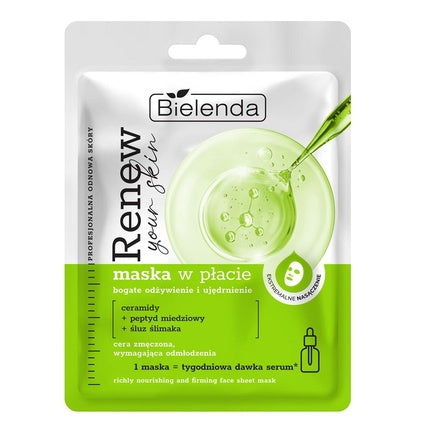 Mască Facială Bielenda Renew Your Skin cu Ceramide și Mucus de Melc