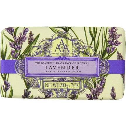 Săpun Triplă Măcinare Lavandă, Aromas Artesanales De Antigua, 200 g, design flori mov