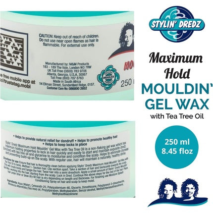 Stylin' Dredz Moulding Gel Wax cu Ulei de Ceai Verde, 250 ml