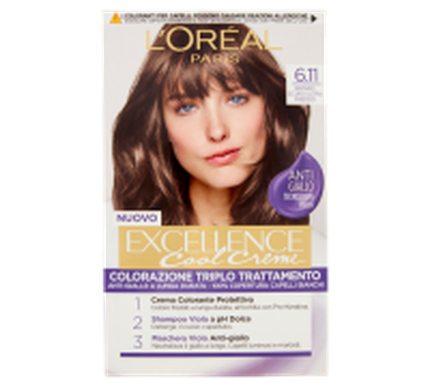 Vopsea de păr permanentă, L'Oréal Paris, Excellence Cool Creme, 6.11 Ultra Cool Dark Blonde, 192 ml