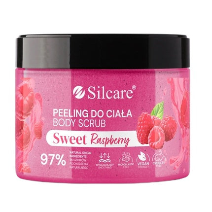 Silcare Sweet Raspberry Body Peeling, Exfoliant Corporal cu Extract de Zmeură, 350ml, Roz