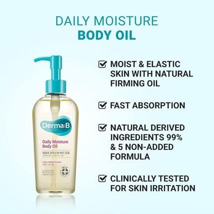 Ulei de Corp Derma B Daily Moisture, cu ulei de argan și migdale dulci, 200ml