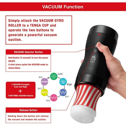 Aparat Masaj, Tenga Vacuum Gyro Roller, negru