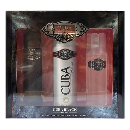 Set Parfum Cuba Black Originals, Eau de Toilette 1ml, Deodorant Spray 200ml, After Shave Balm 100ml, Set Masculin
