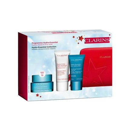 Set cadou Hydra Essential Collection, Clarins, cutie roșie și albastră