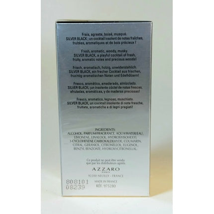 Parfum Azzaro Silver Black Eau de Toilette 30ml, argintiu