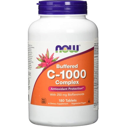 Supliment Vitamină C, NOW Foods, Buffered Vitamin C-1000, 180 Tablete