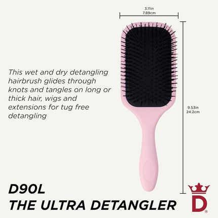 Denman D90L Tangle Tamer Ultra Brush, roz, perie detanglare