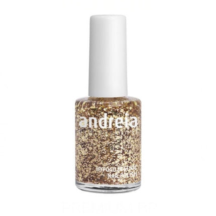 Smalt unghii, Andreia, Nº 144, Hiposalogen, Culoare aurie cu sclipici, Capacitate 14ml