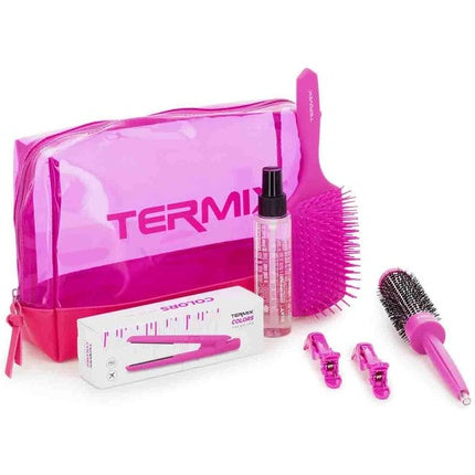 Placă de păr mini, Termix, USB, plăci pivotante, roz fluorescent