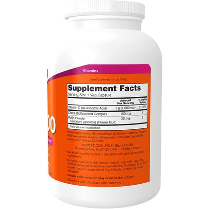 Vitamina C-1000 cu Bioflavonoide, NOW Foods, Protecție Antioxidantă, 500 Capsule Vegetale