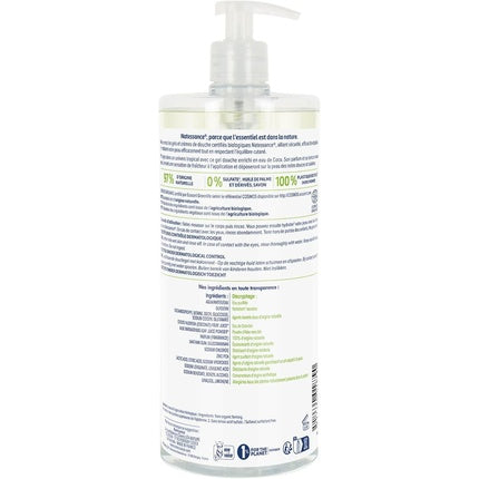 Gel de duș Natessance, Organic Refreshing Shower Gel, 1L, cu pompă