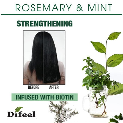 Șampon Difeel Rosemary & Mint Strengthening, Infuzat cu Biotin, 340 g