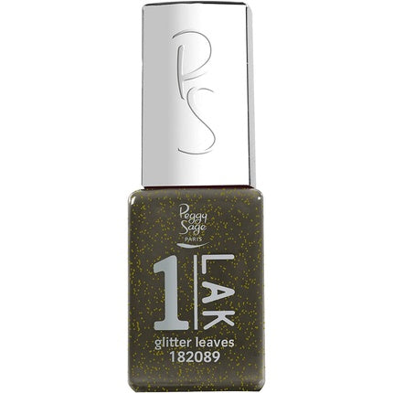 Lac Gel Peggy Sage One-LAK, Glitter Leaves, verde cu sclipici aurii, 5ml