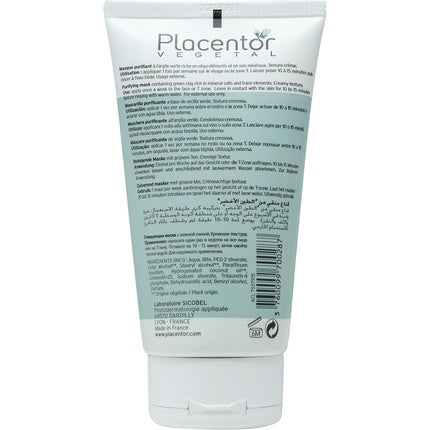 Mască facială purificatoare pentru pielea mixtă și grasă, Placentor Vegetal, 150ml