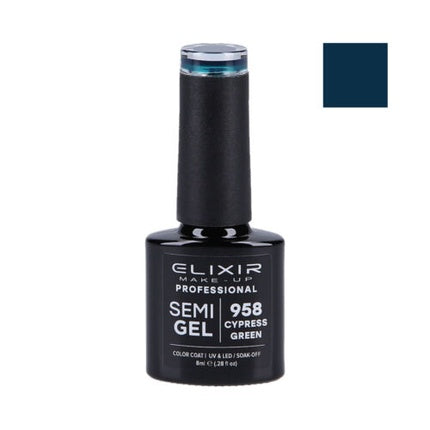Lac de unghii, Elixir, Semi Gel 958, verde chiparos