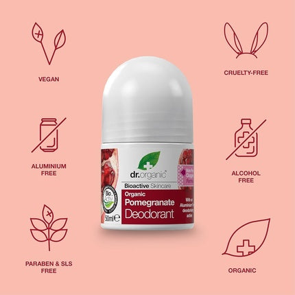 Deodorant Dr Organic cu Rodie Roll On 50 ml