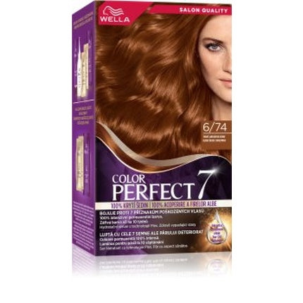 Vopsea de păr Wella Color Perfect Intense 6/74, culoare roșu-maro