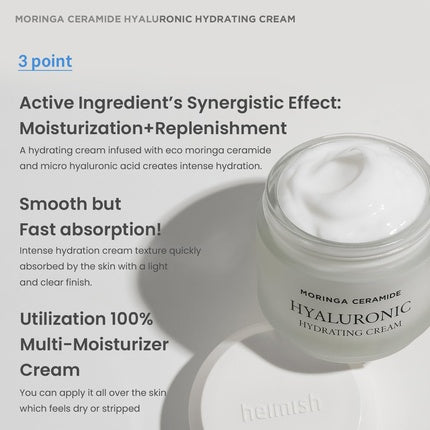 Cremă facială hidratantă Heimish Moringa Ceramide Hyaluronic, 50ml