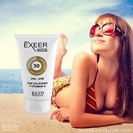 Cremă Colorată Zilnică, Bayo Professional Exeer Activa, SPF 50, Colagen & Vitamina E, 50ml