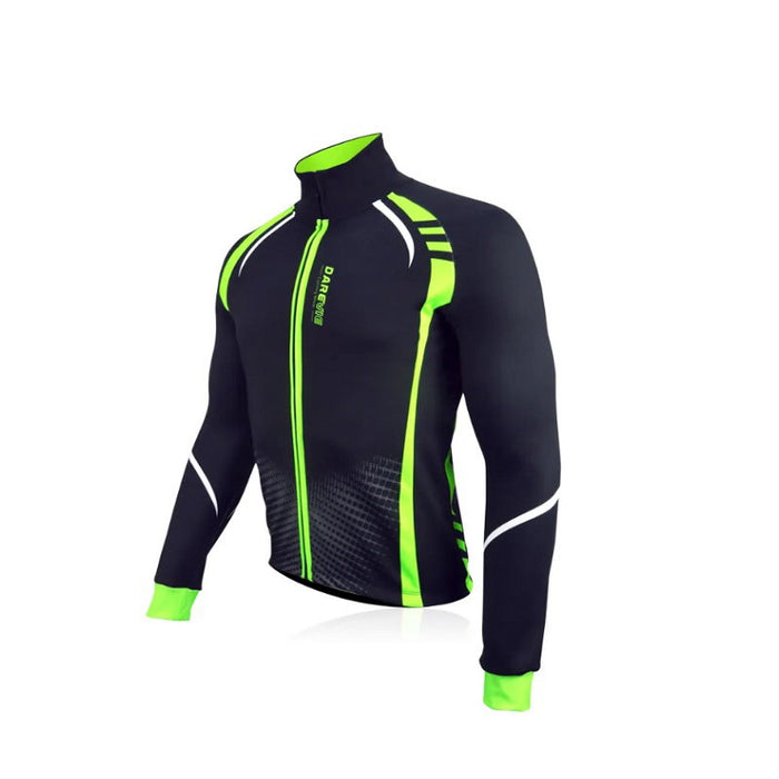 Jachetă sport Darevie Track Jackets, mânecă lungă, guler înalt, neagră cu detalii verzi