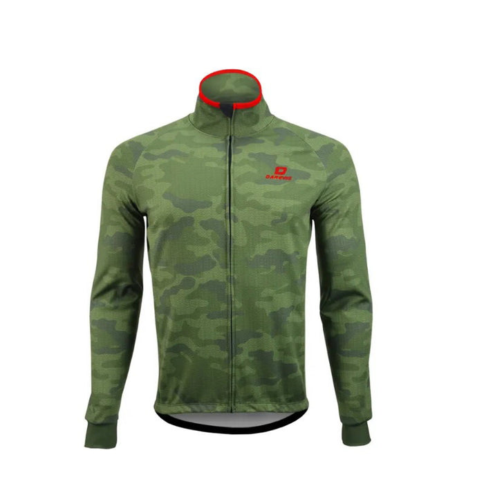 Jachetă de ciclism Darevie Winter Windproof, pentru iarnă, rezistentă la vânt, model camuflaj verde