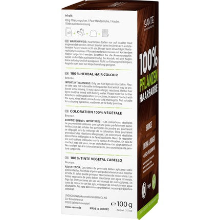 Vopsea de păr pe bază de plante, Sante Naturkosmetik, 03 Bronze, pudră, 130 g