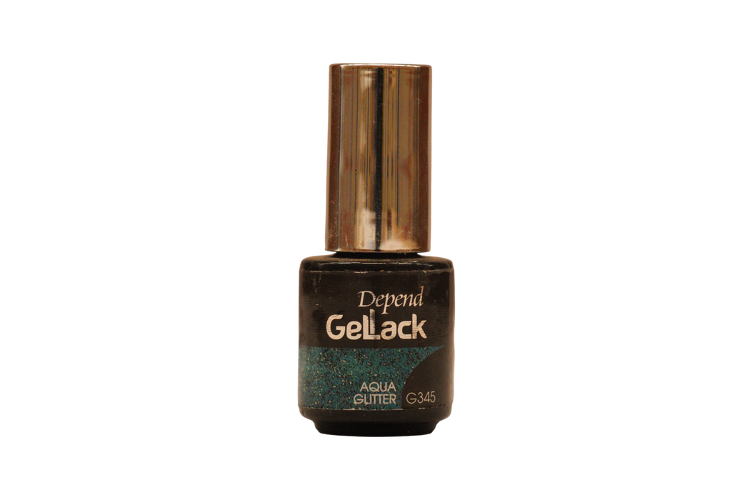 Ojă semipermanentă Depend Gel Lack Aqua Glitter, cu sclipici, nuanța G345 Aqua Glitter, 5 ml, tester
